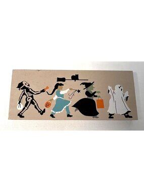 Cats Meow Halloween Wooden Decor Block With Spooky Characters
